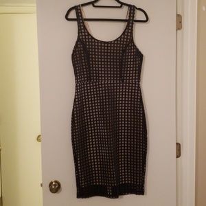 Black and nude midi dress